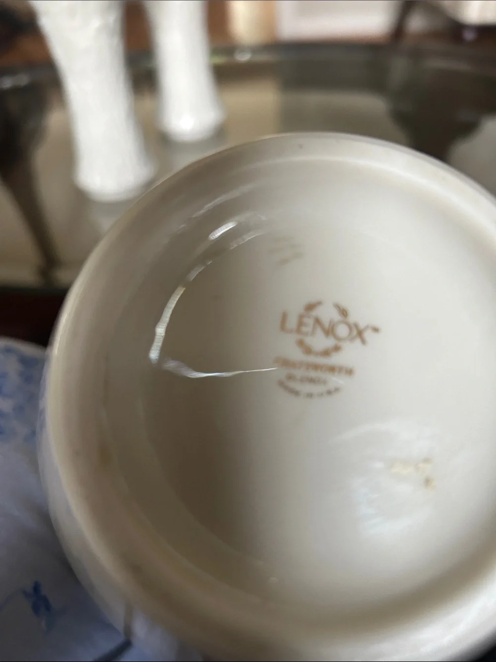 Lenox Pink and Blue Floral Porcelain Vase with Gold Trim